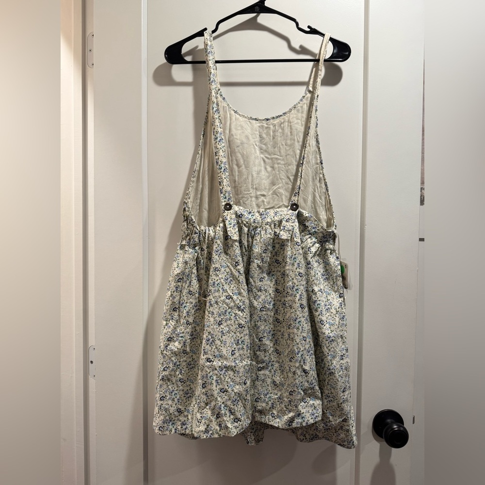 Free People Pinafore Style Dress‎ Floral Shirred Bodice Dress Size M - Picture 5 of 9